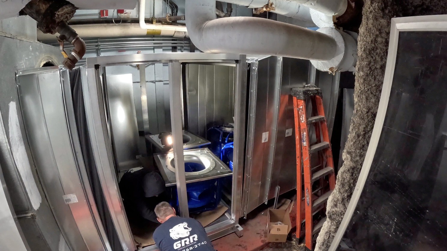 new Ziehl-Abegg EC fans installed by GRR Cooling Experts during hospital HVAC retrofit at BronxCare in NYC