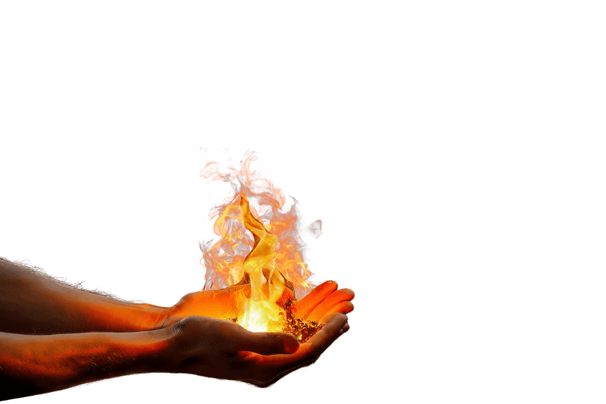 hand with glowing ember