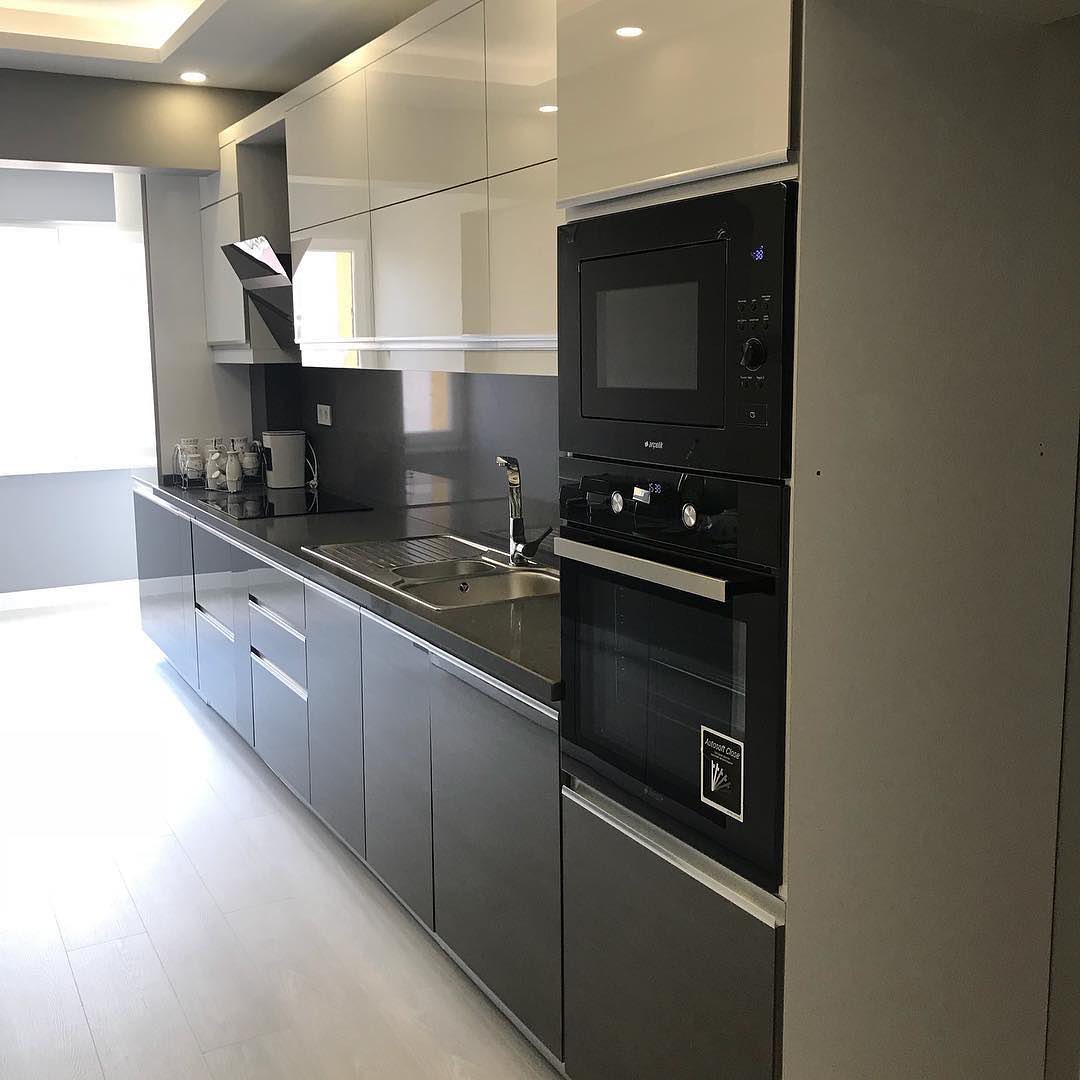 Clean kitchen with wooden flooring