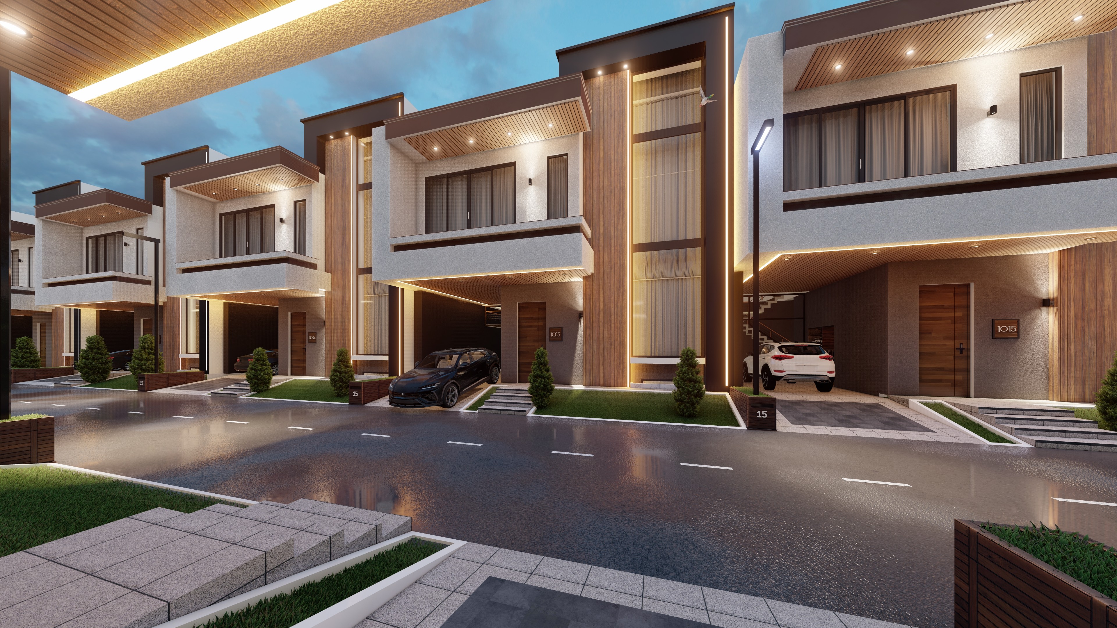 Архитектурный рендер коттеджного посёлка Дурмень