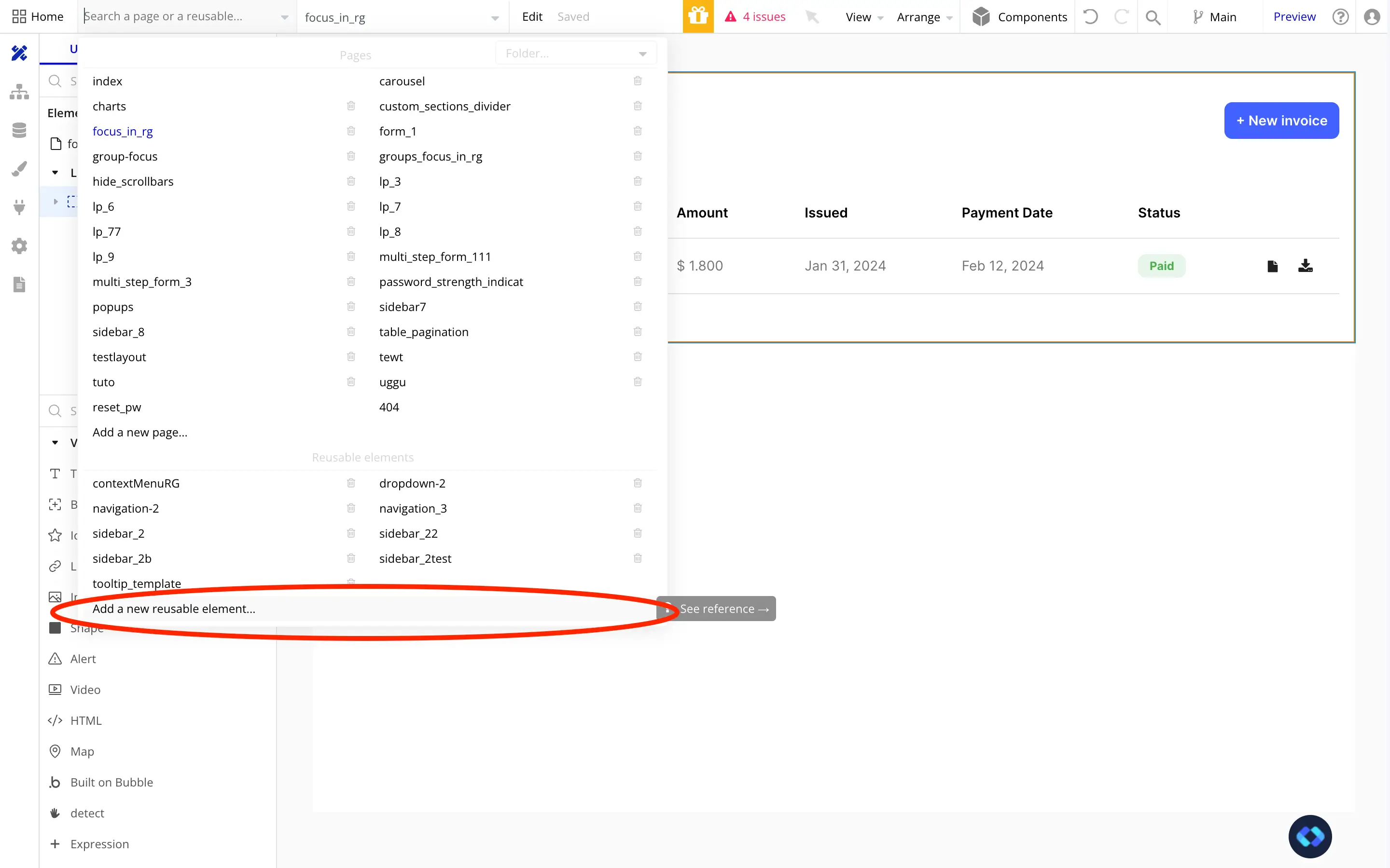 bubble.io reusable element
