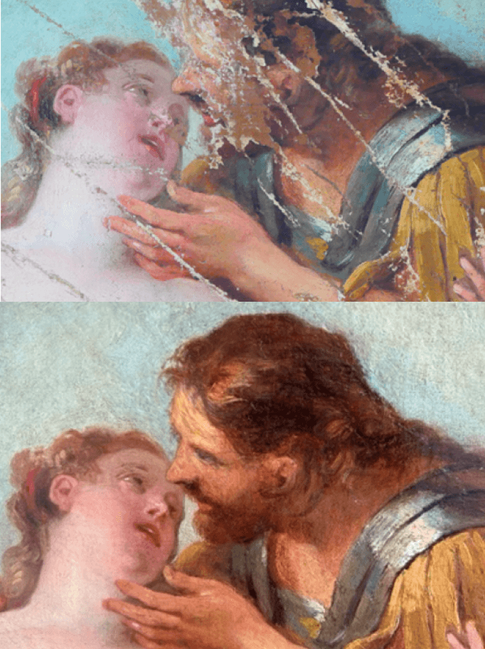 two ladies looking at a laptop and smiling