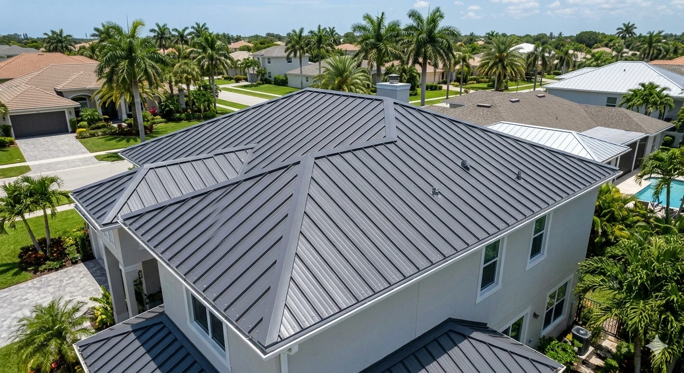 PBR panel metal roof installed on South Florida home by Roofing Network