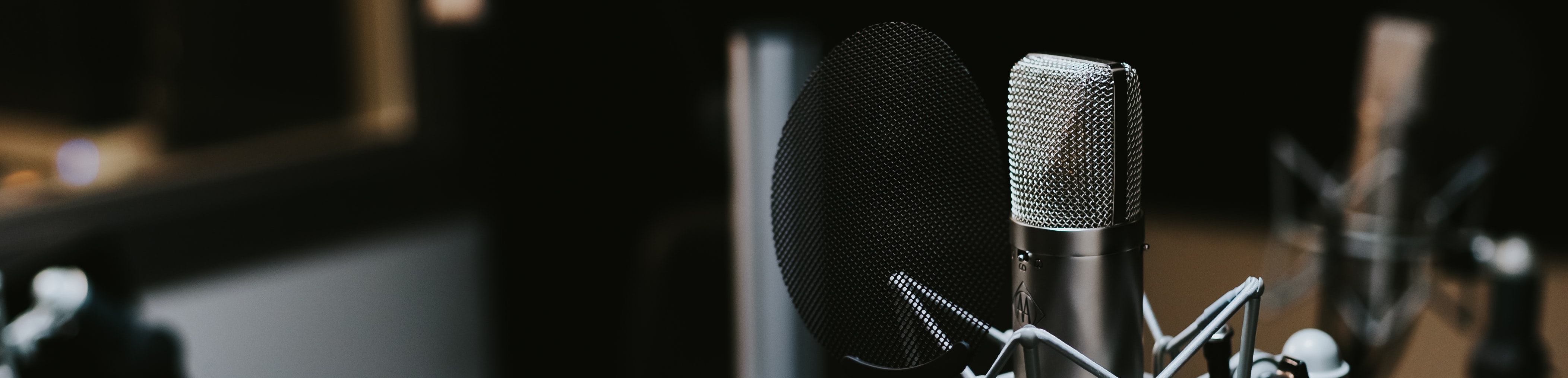 A microphone used to record a podcast