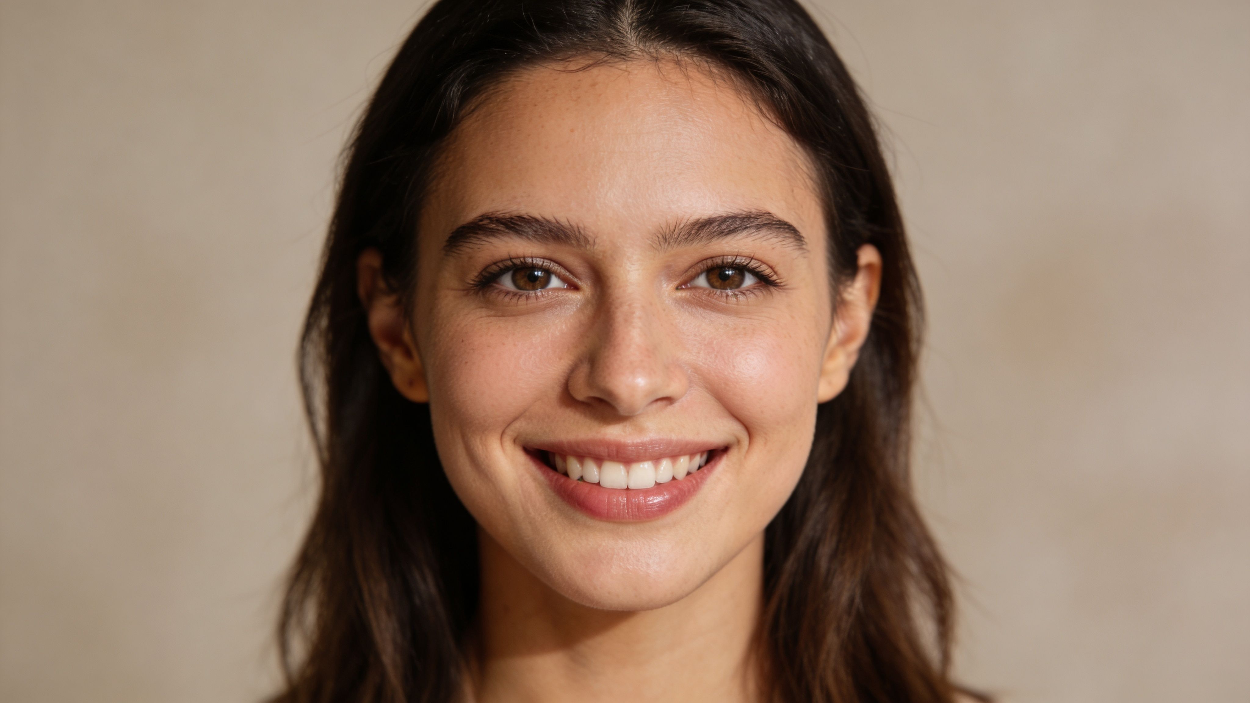 Eine junge Frau mit braunen Haaren und einem freundlichen Lächeln blickt direkt in die Kamera.
