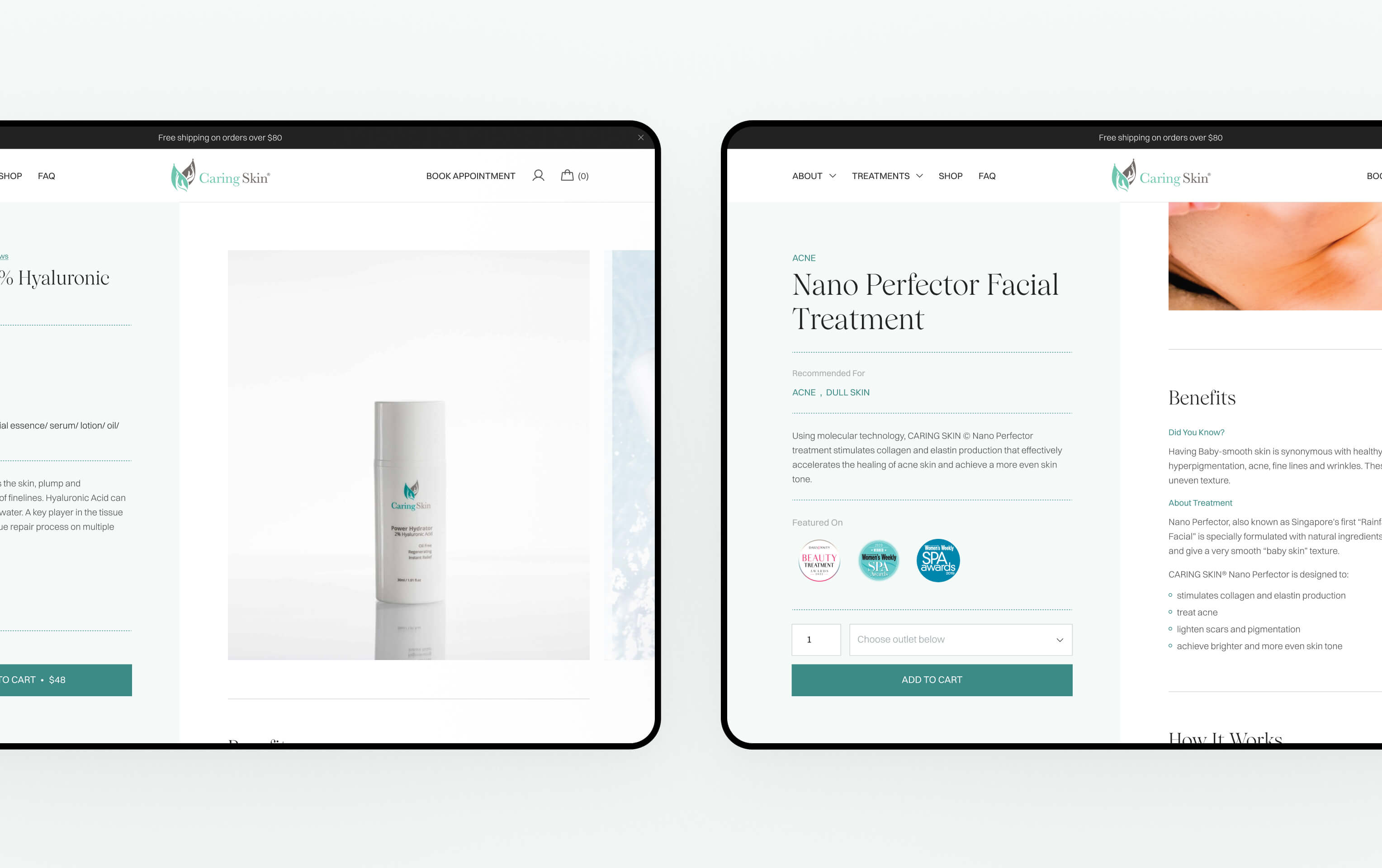 single product - treatment pages