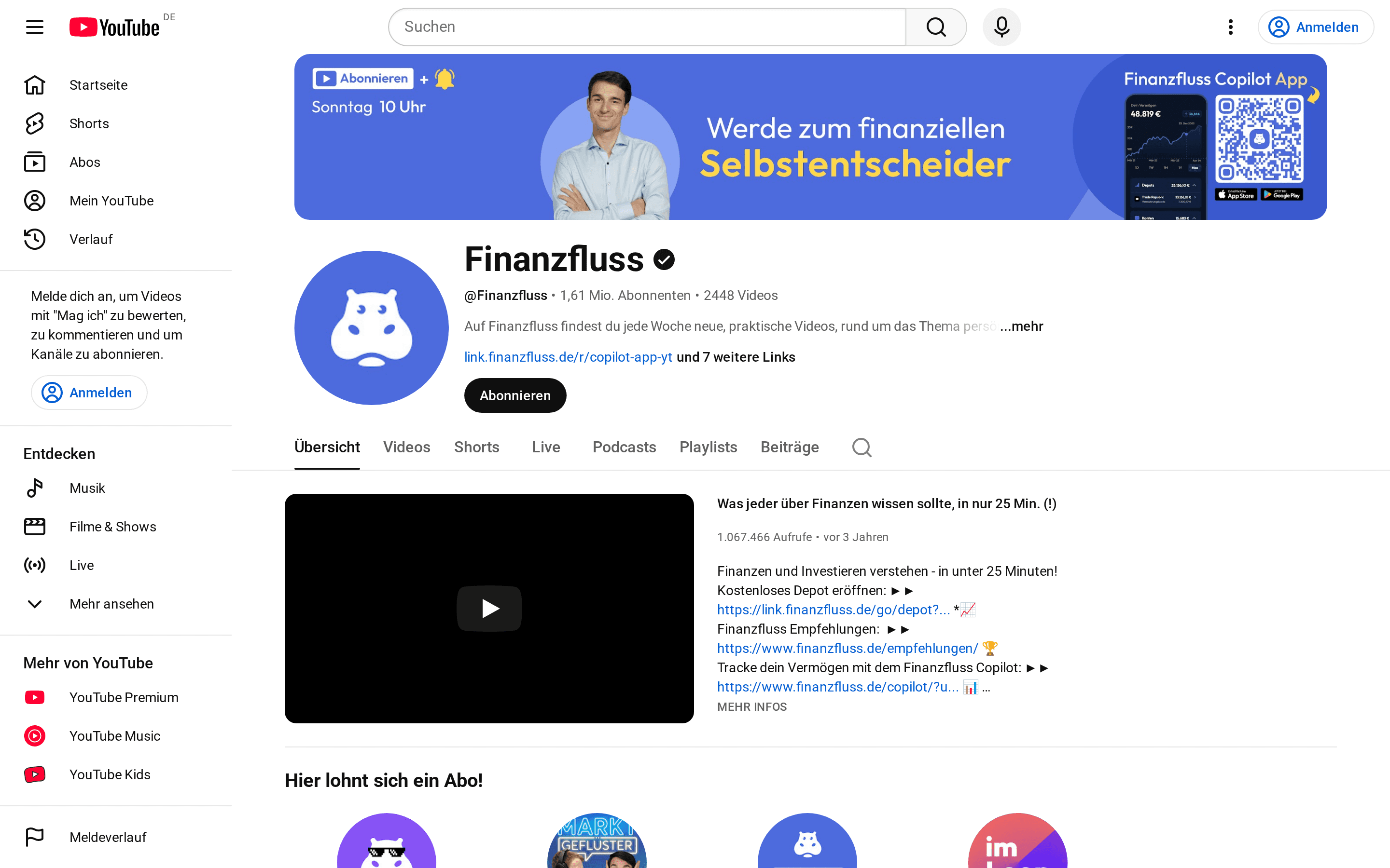 Finanzfluss Thomas Kehl YouTube Kanal