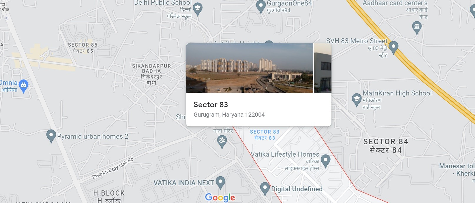 M3M Sector 83 location map