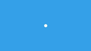 A solid blue background fills the frame, with a white circle positioned near the center of the image. The circle is centered and is the only element visible in the image, with no other objects, texts, or actions present. The blue background is uniform and consistent throughout the image, with no variations in color, texture, or pattern.