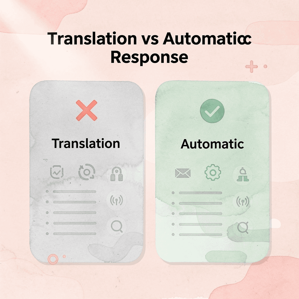 Before and after comparison showing translation versus automatic response