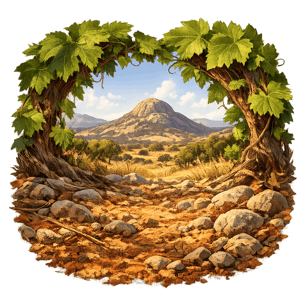 Detailed graphic of the Bell Mountain wine region.