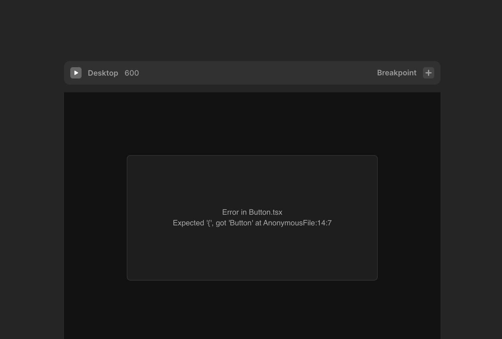 在 Framer 编辑器中显示组件错误。