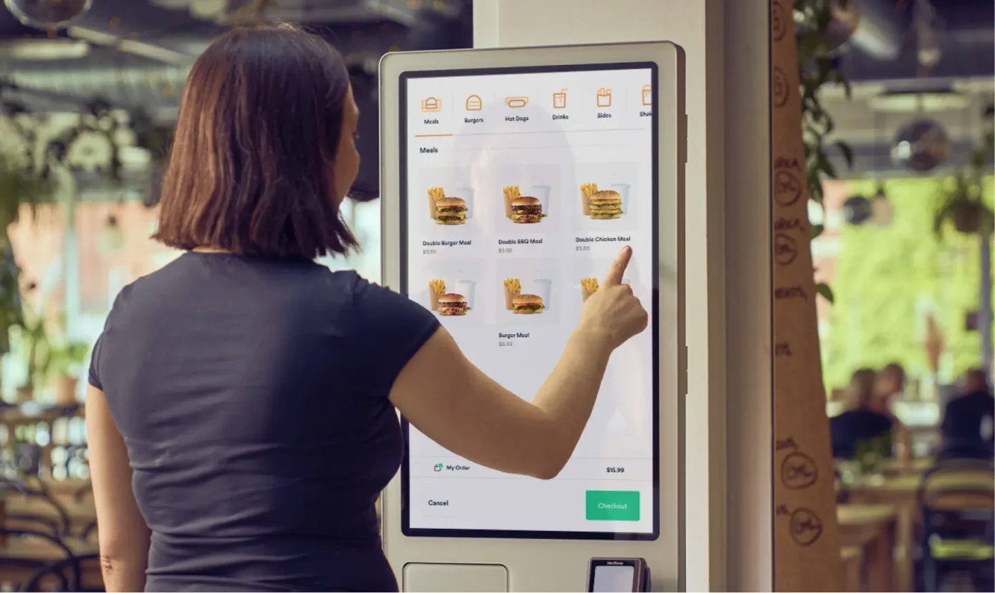 Ordering through a self-service kiosk in a digital canteen