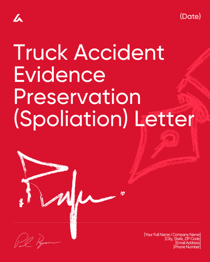 Truck Accident Evidence Preservation (Spoliation) Letter