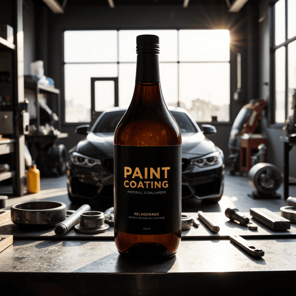 product photography of a bottle of paint coating