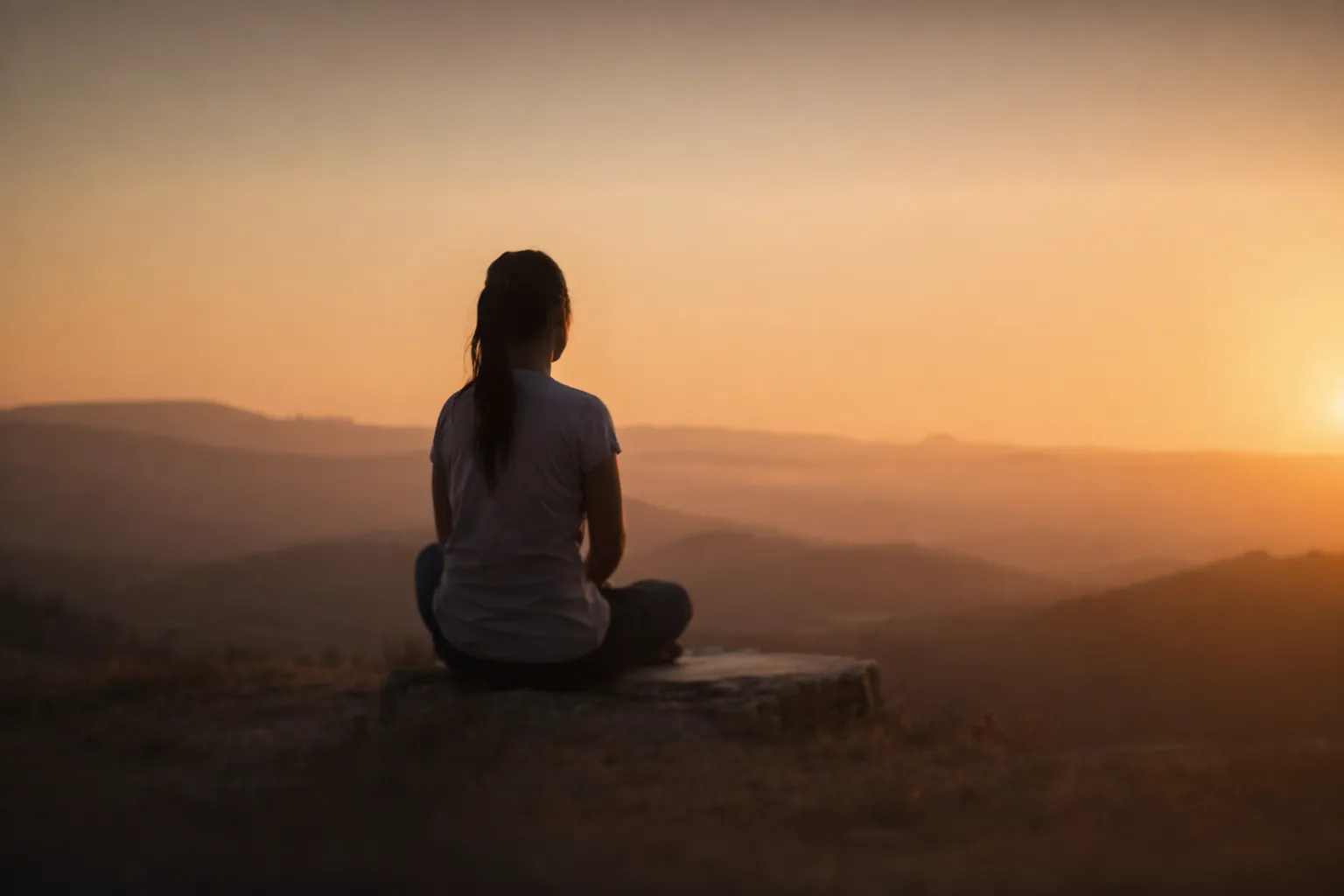 Neura Health - Person sitting calmly and watching the sunrise