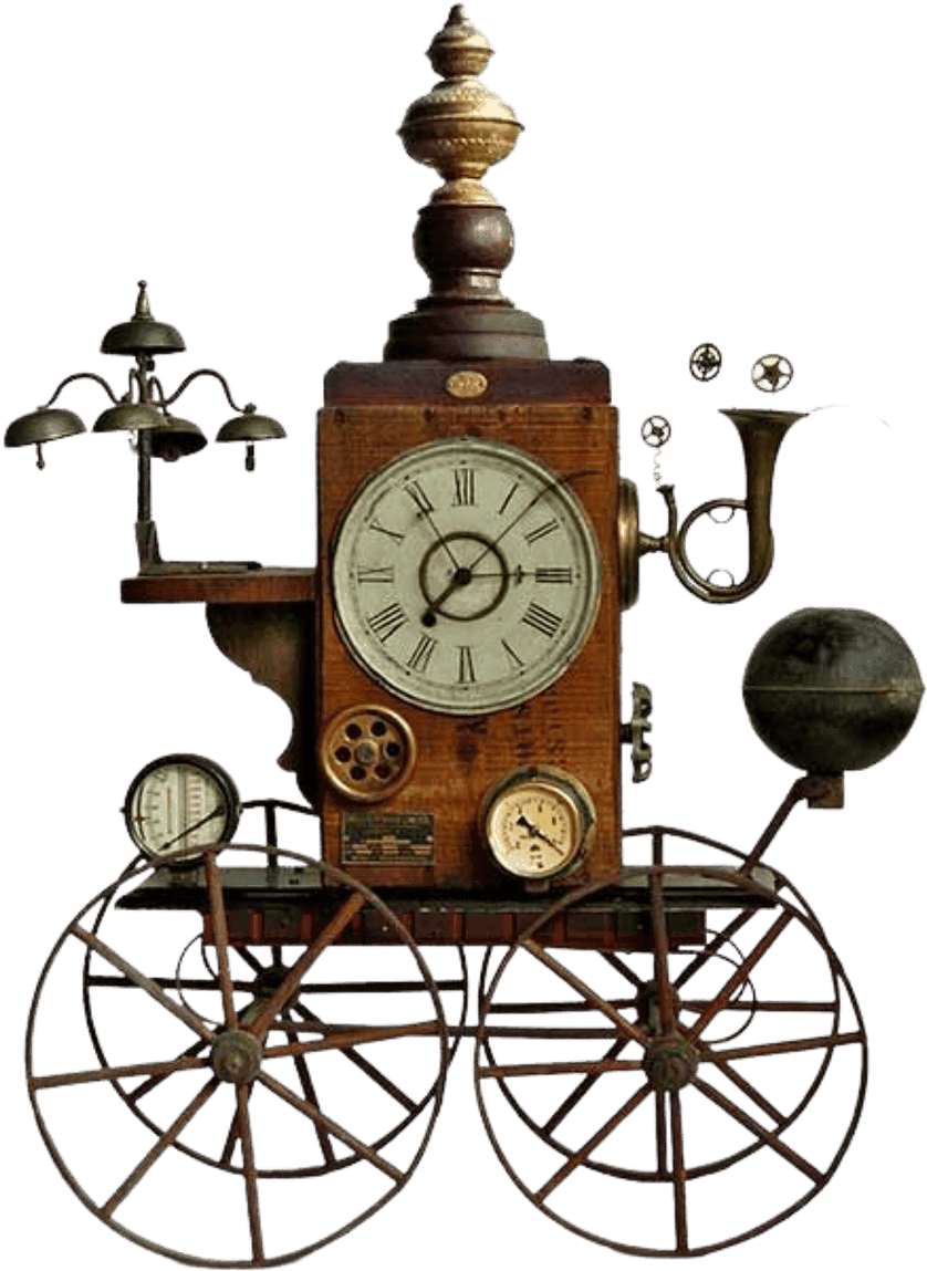 Steampunk-style mechanical cart — representing a team that functions, but not as a unified system.