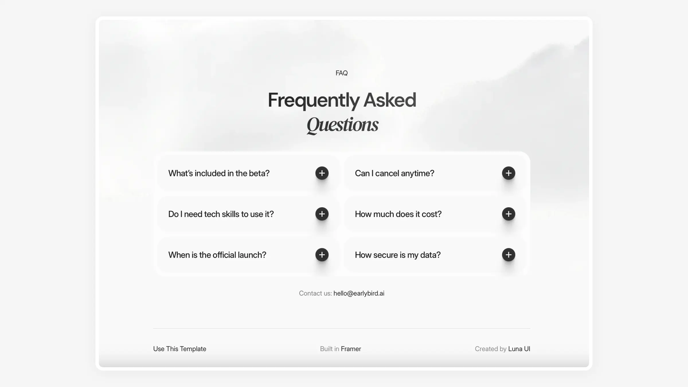 Modern waitlist landing page template for startups — fast and conversion-focused design by Luna UI