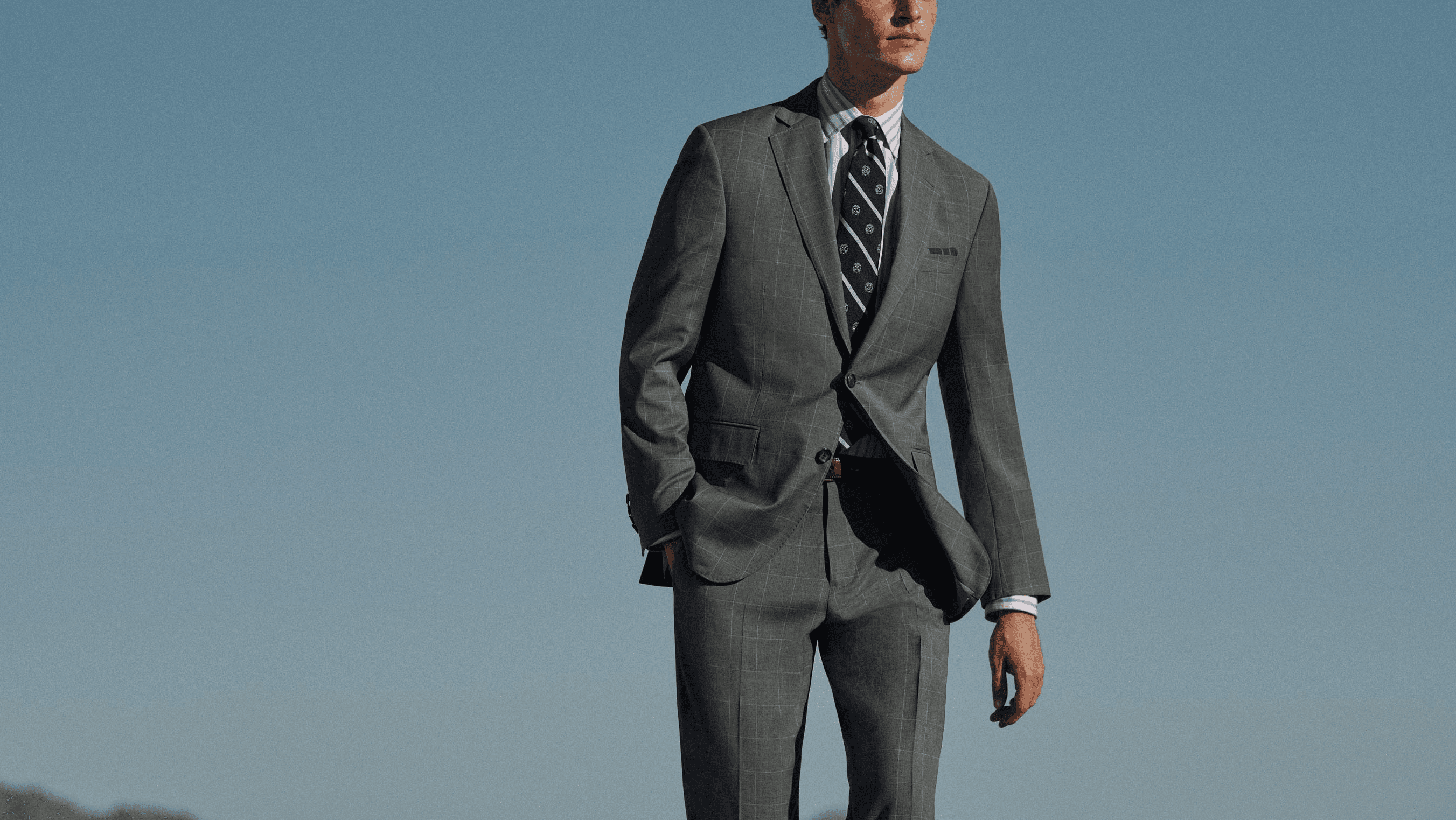 Smart gray suit mood for partner Brook Brothers