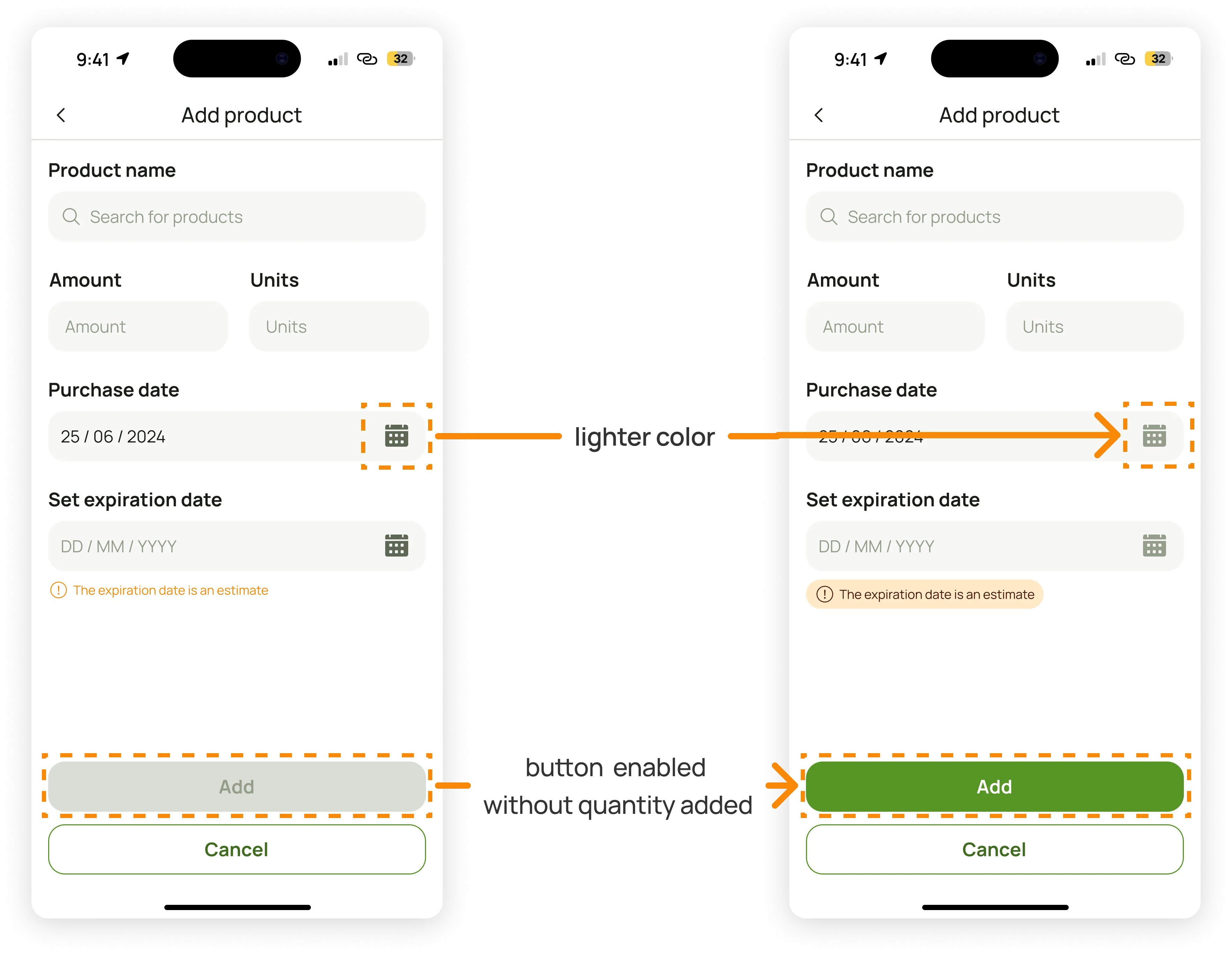 Before and after of screens