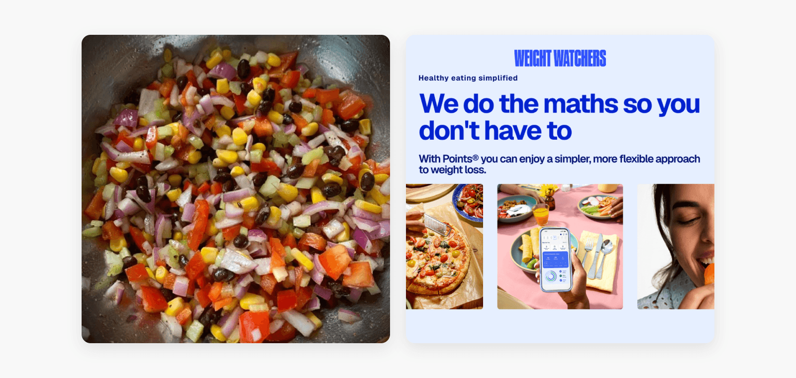 Homemade Method and WeightWatchers creatives side by side