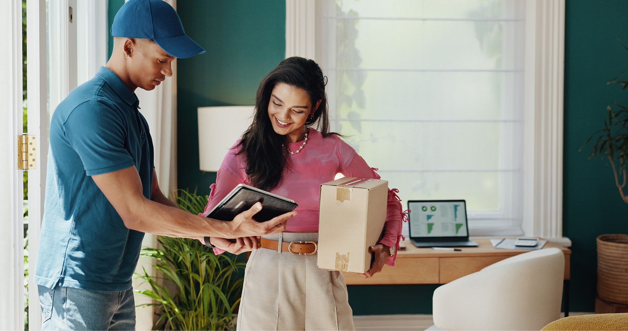 Drone view of a transportation truck depot.