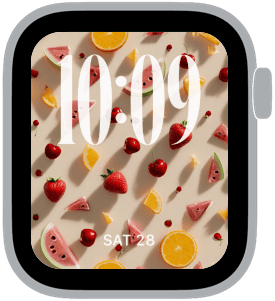 fruit confetti Apple Watch face preview 2 featuring summer and spring.