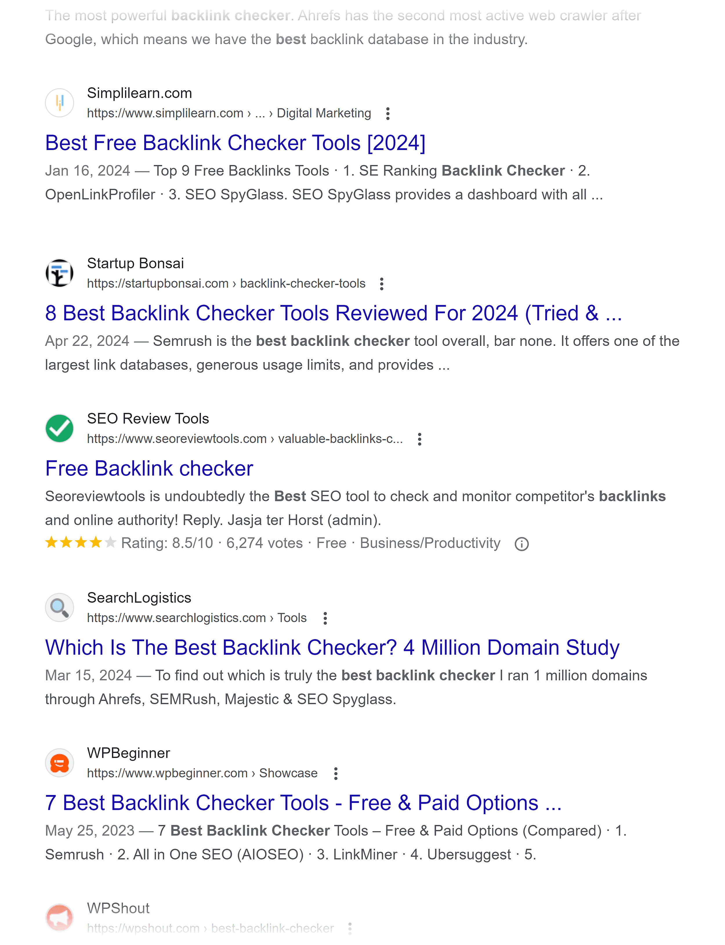 Google SERP – Best Backlink Checker