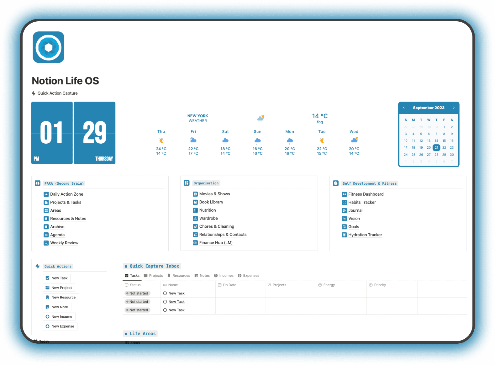 Notion Life Hub Main Dashboard