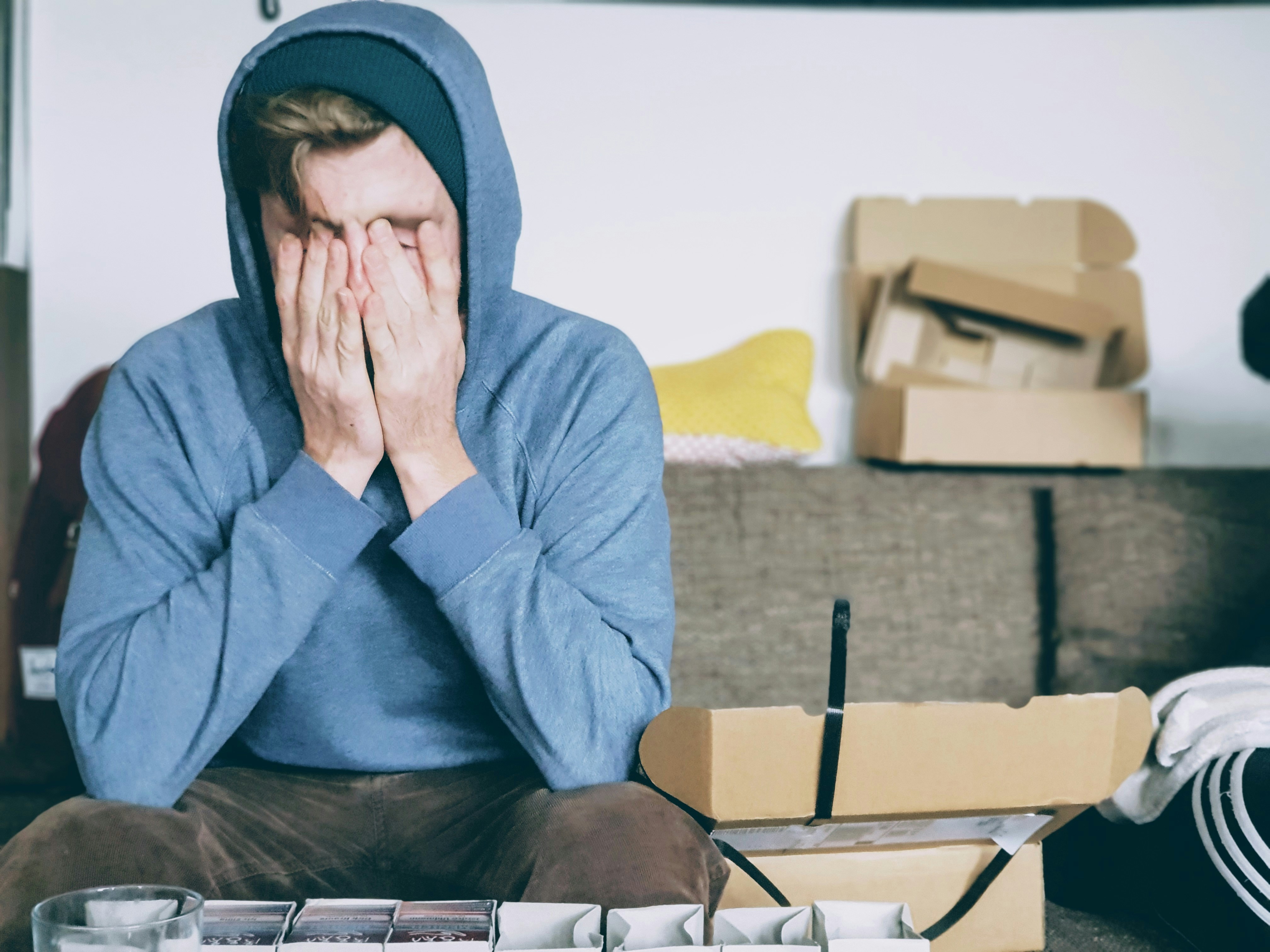 A man seemingly suffering from Burnout