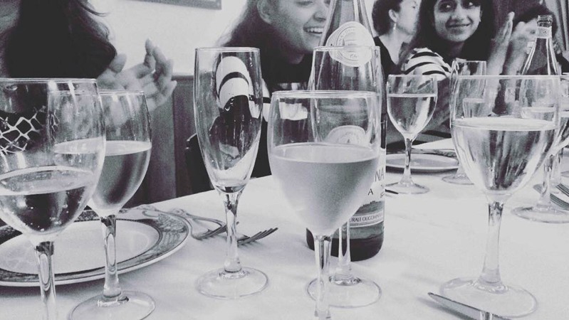 wine glasses on a table
