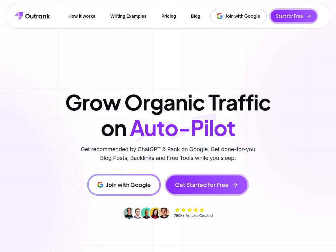 SEO growth with autopilot content and backlink creation.