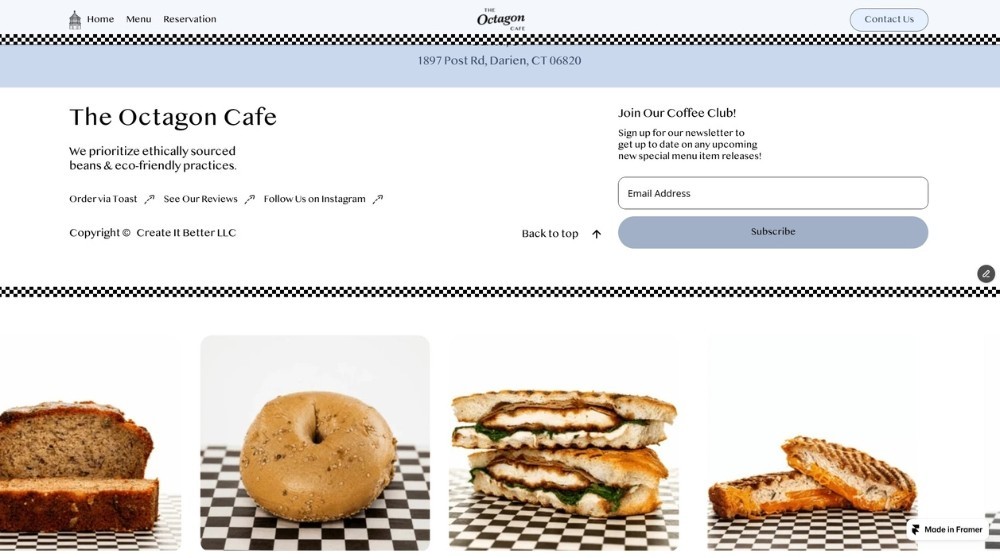 The Octagon Cafe Website