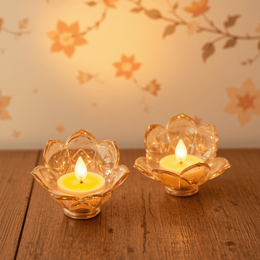 product photography of decorative candle holder with LED candles