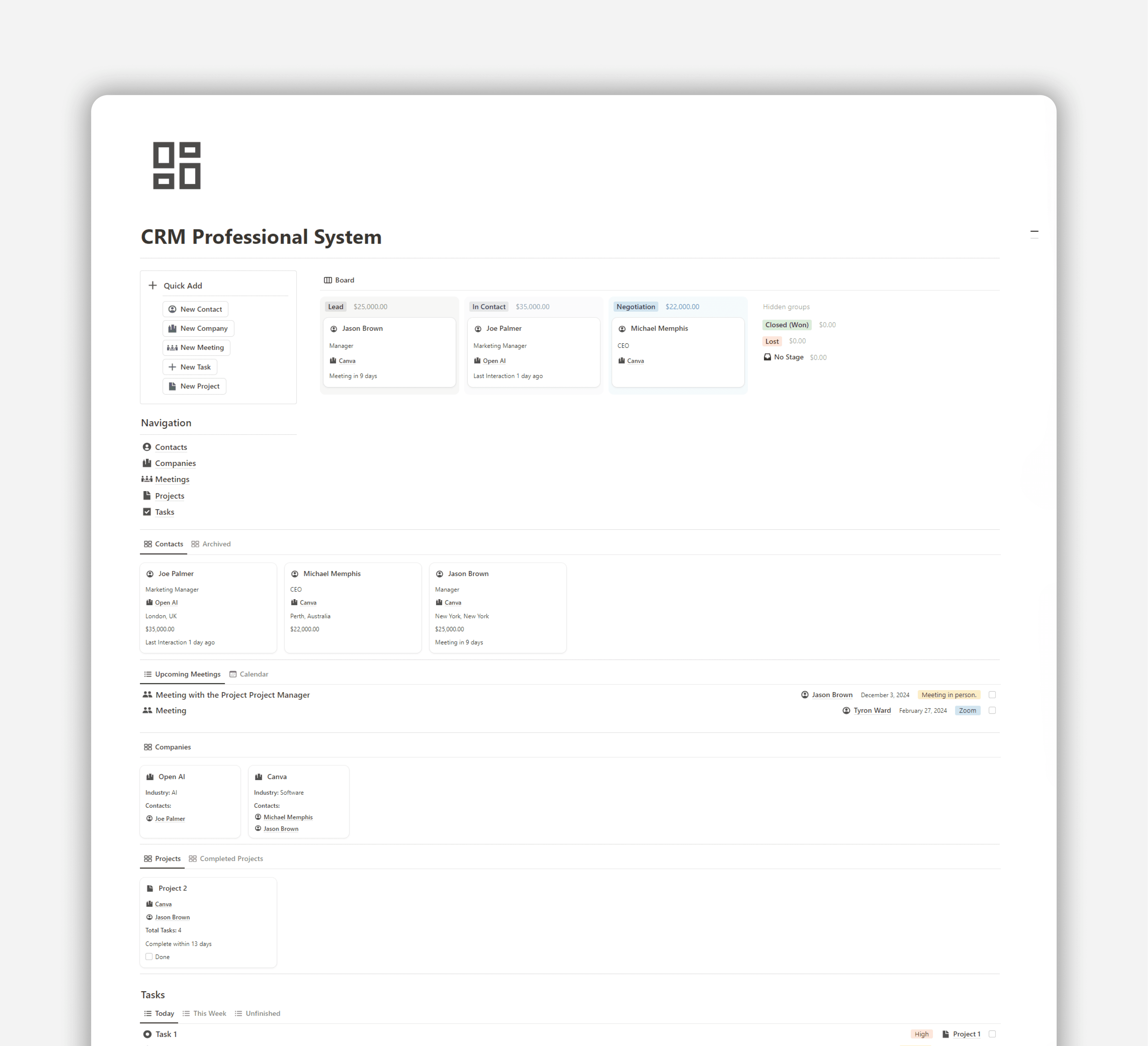 CRM Professional System - Notion System