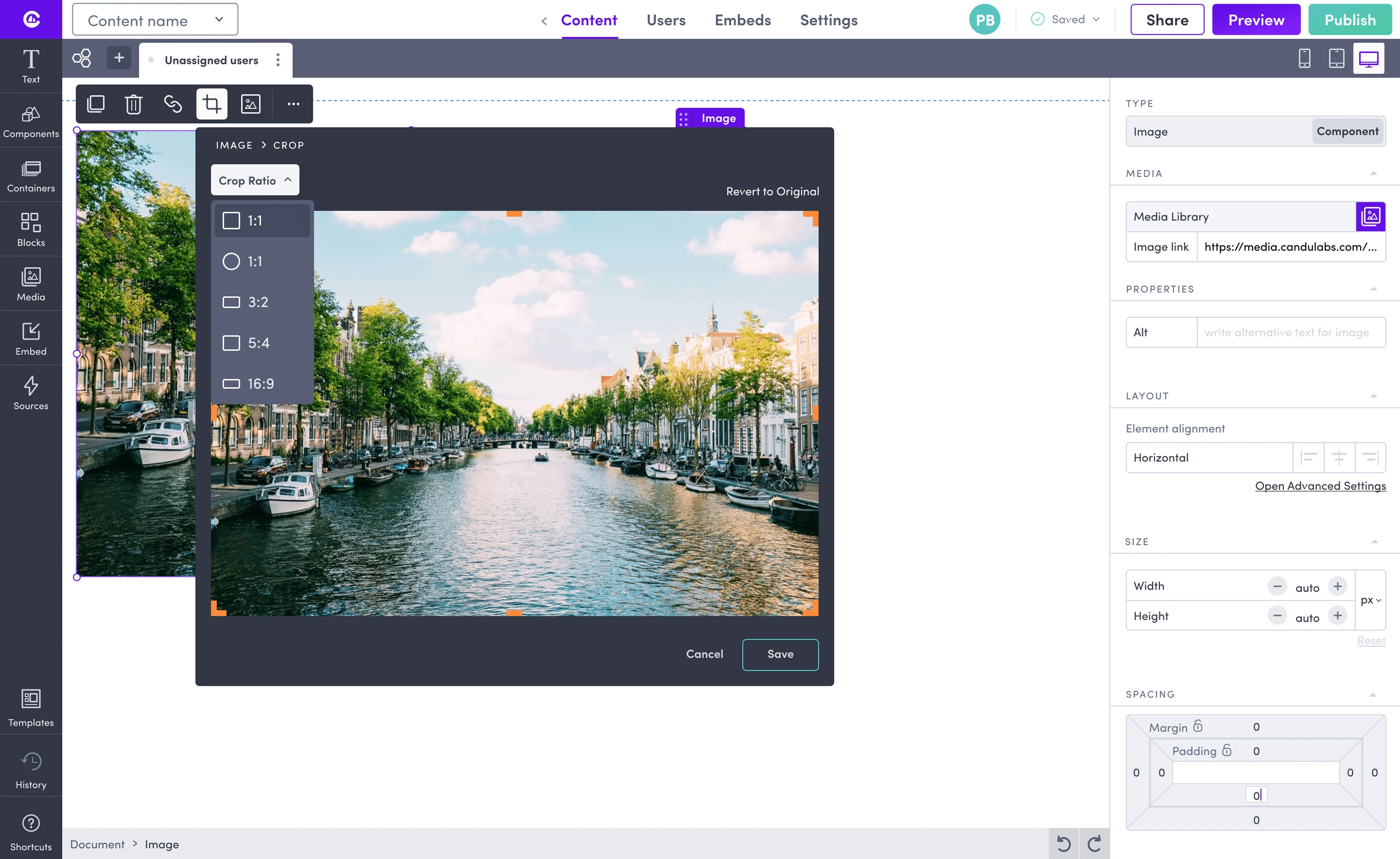 No-code editor. Image crop-ratios