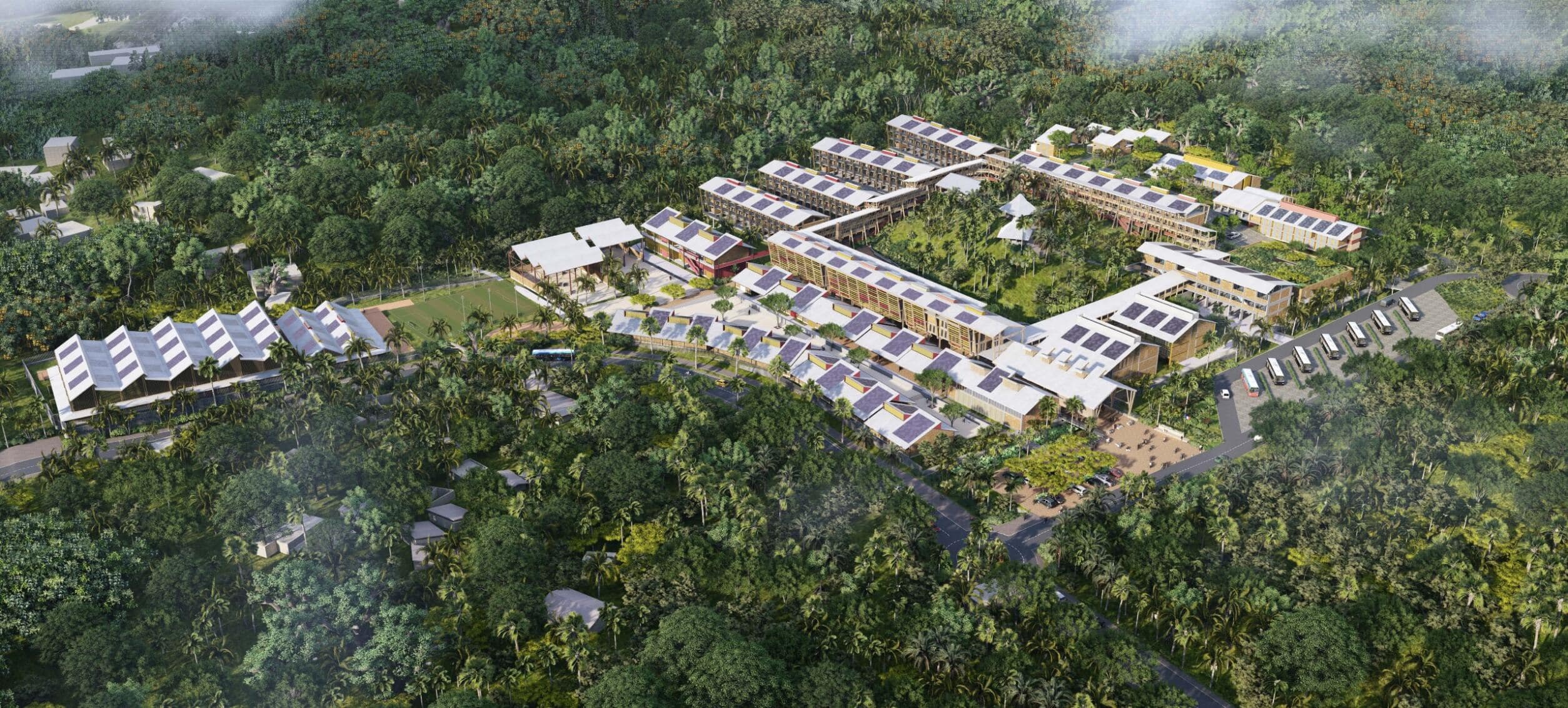 Lycée Longoni Mayotte vu du ciel (3D)