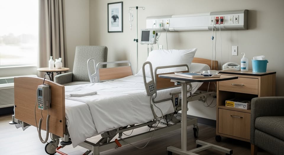 Technician in full protective gear performing insecticide spray treatment inside a facility