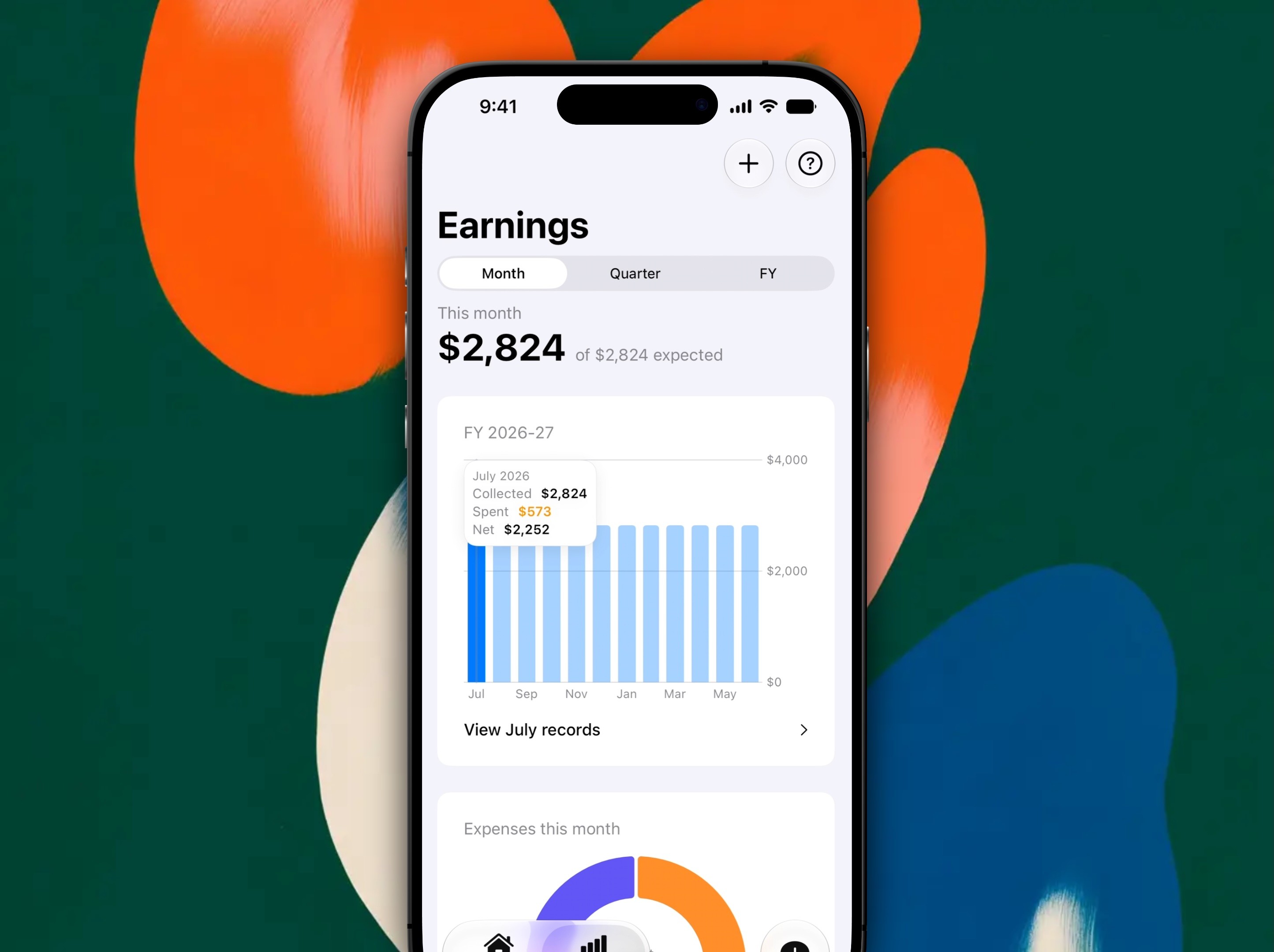 Propero iOS expenses view.