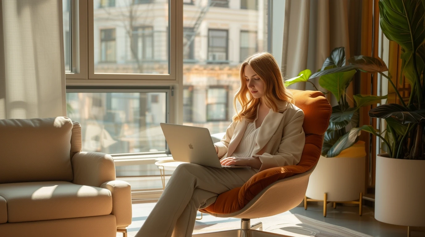 A woman working in her laptop
