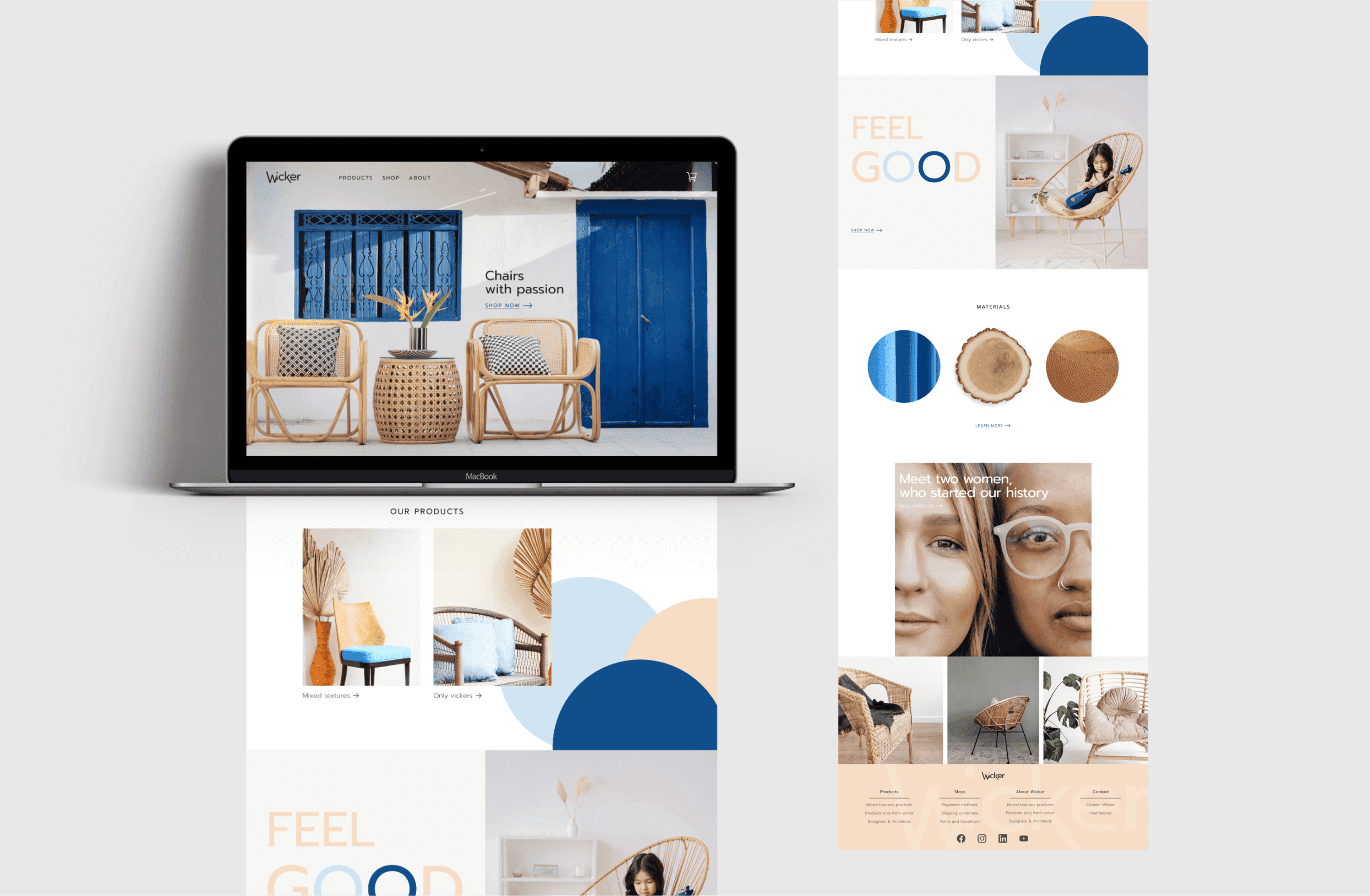 Website displayed on a laptop screen.