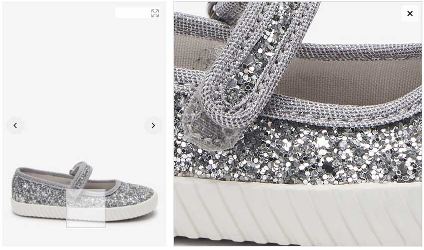 zoom functionality of a product image