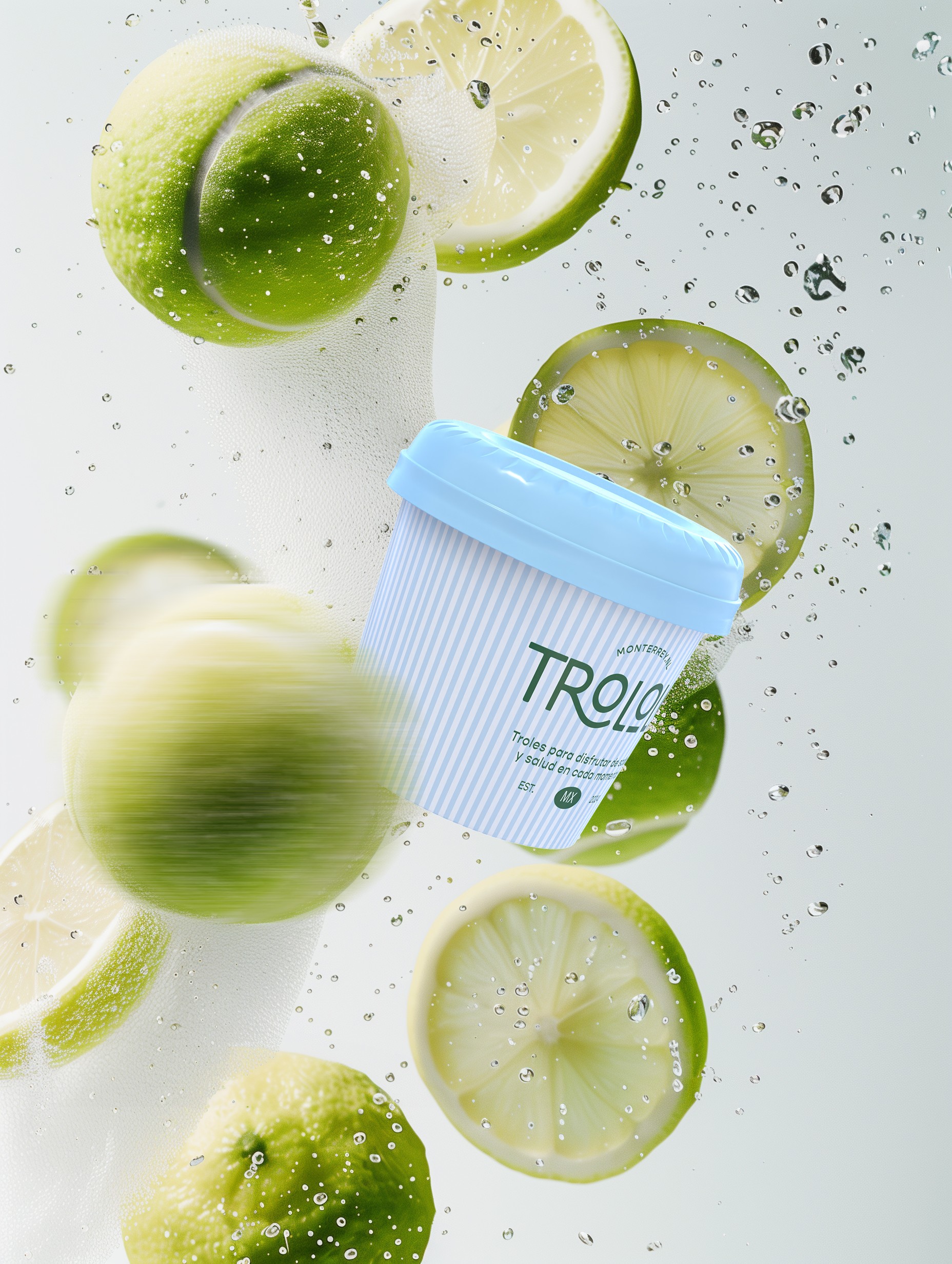 Premium and modern packaging image campaign style for an ice cream brand