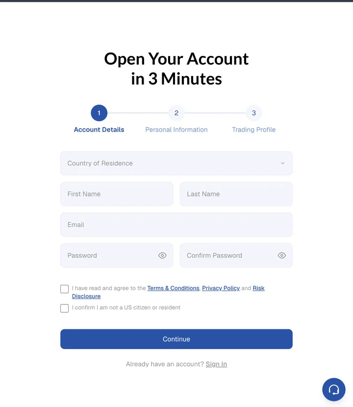 The Kudo account registration form