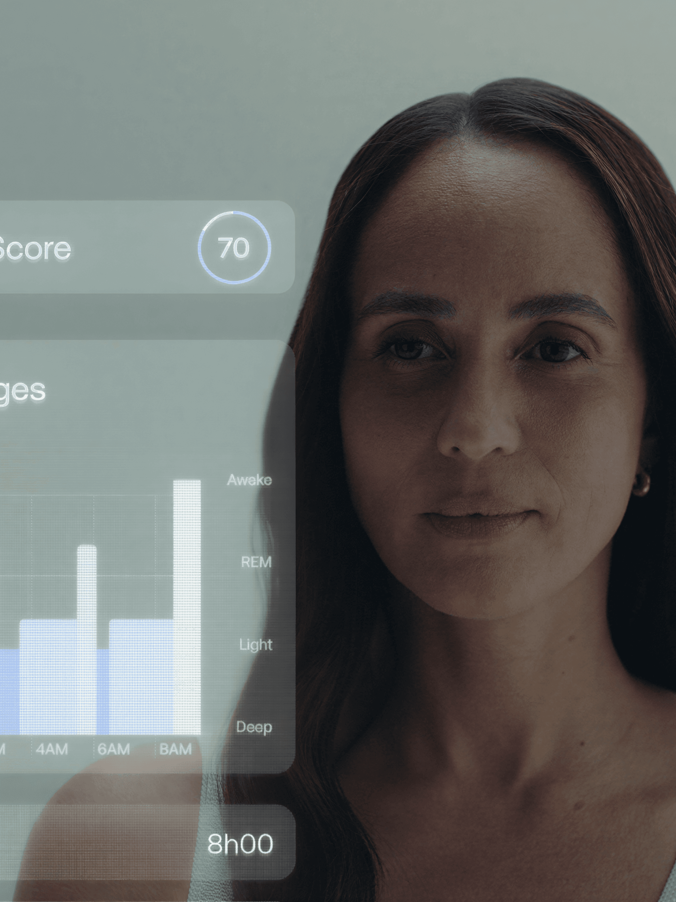 Oversight of the Omnia UI sequence, showcasing high-fidelity health diagnostics and sleep analysis.