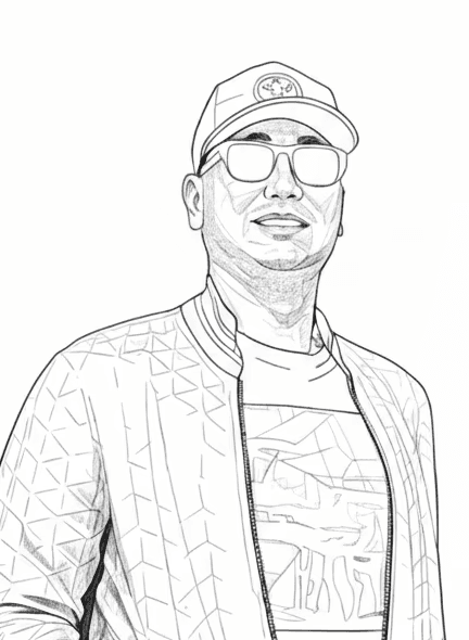 Portrait of a person in a pink sweater against a light background