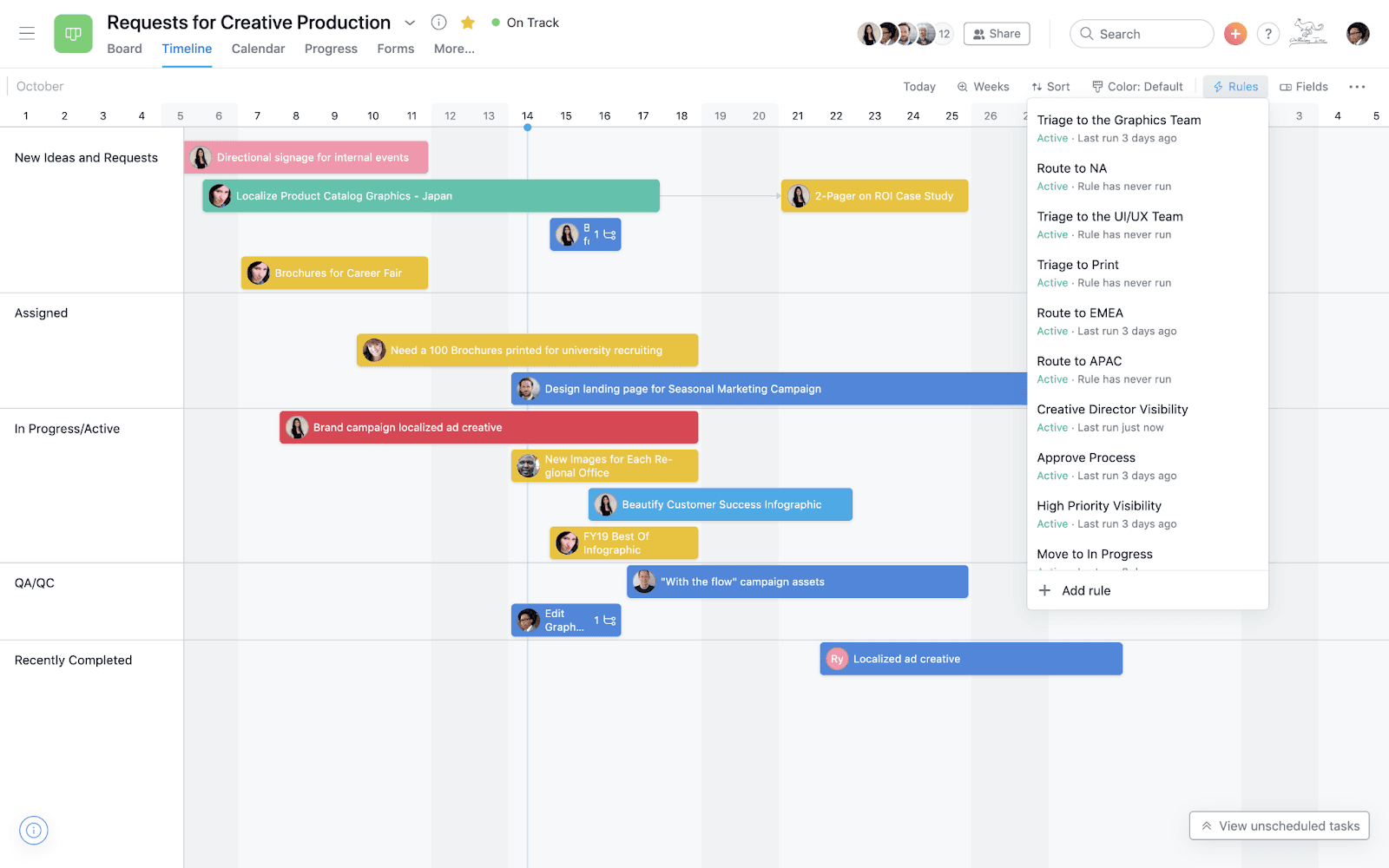 Asana Gantt chart screenshot