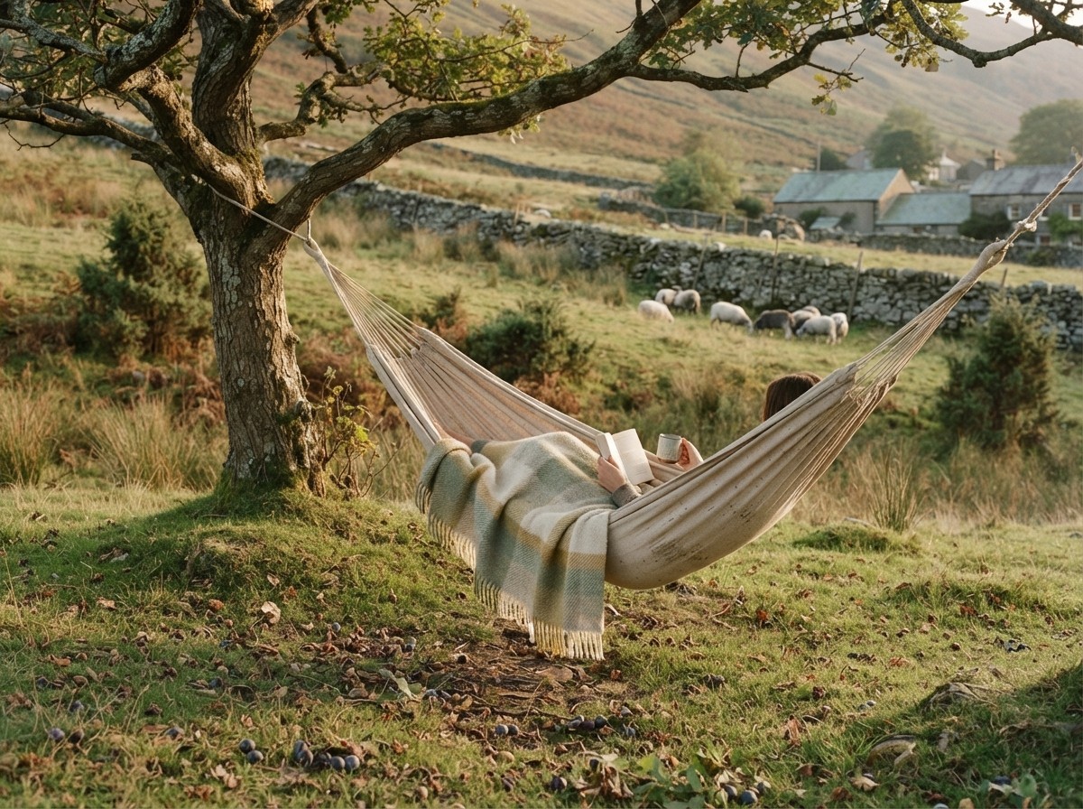 Hammock under the oak with the fell behind