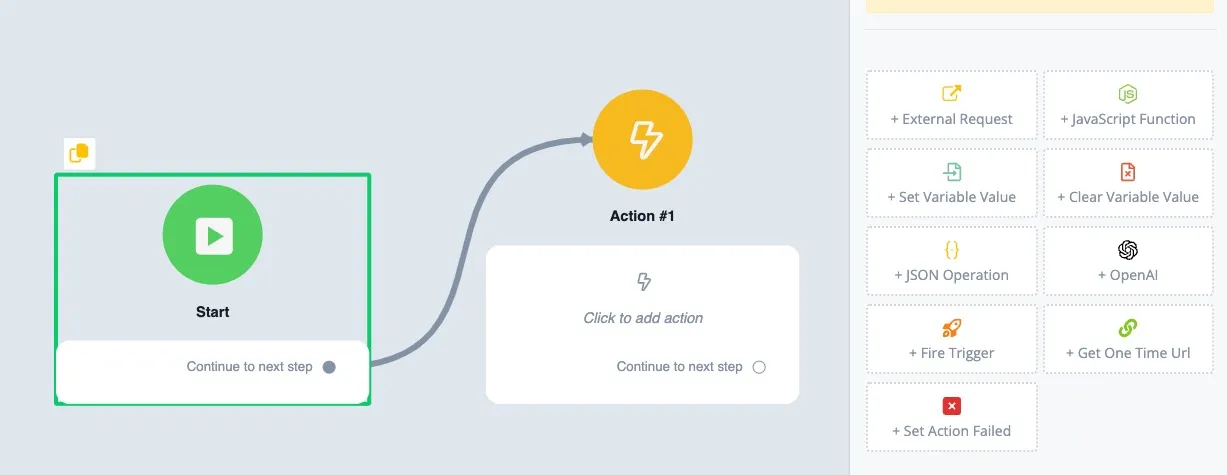 Build mini app with visual flow builder