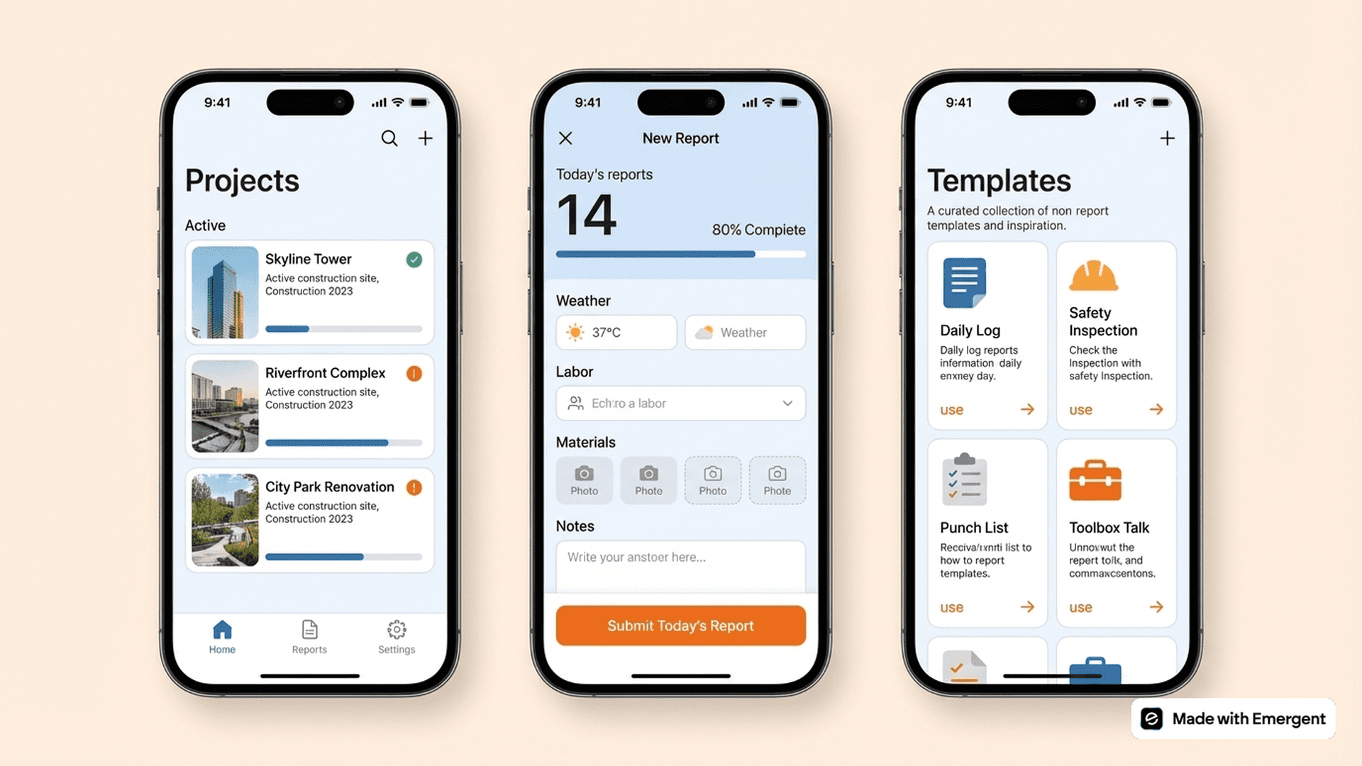 Construction Daily Report App Made With Emergent